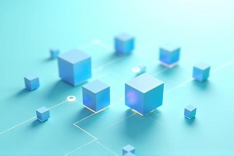 Diagramm einer Microservices-Architektur, dargestellt als mehrere kleine, voneinander unabhängige Blöcke, die durch Pfeile miteinander verbunden sind.