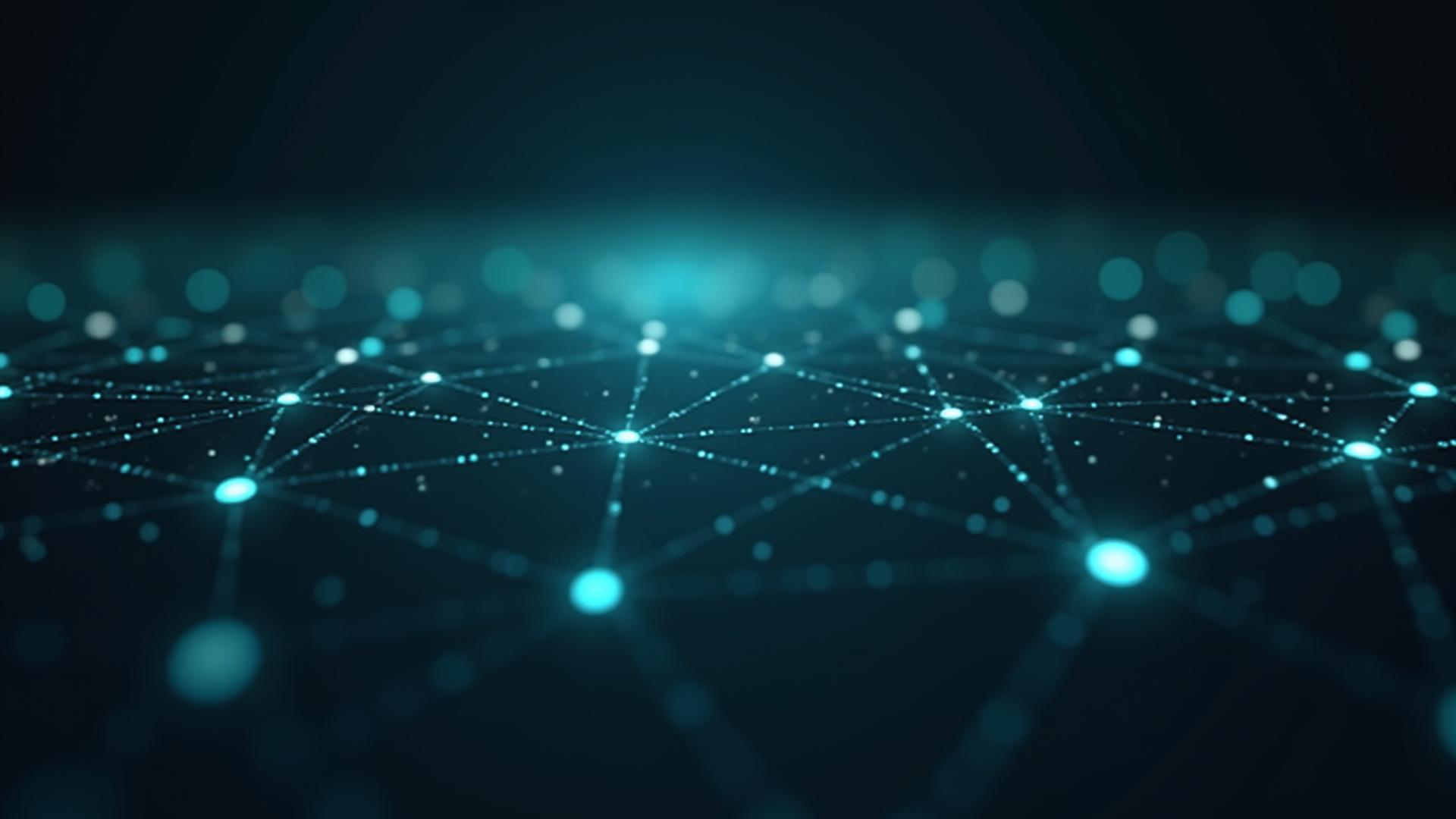Abstraktes technologisches Netzwerk, das Datenflüsse und Konnektivität symbolisiert.