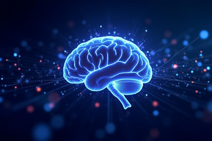 Abstrakte Darstellung von neuronalen Netzwerken und Datenflüssen für KI