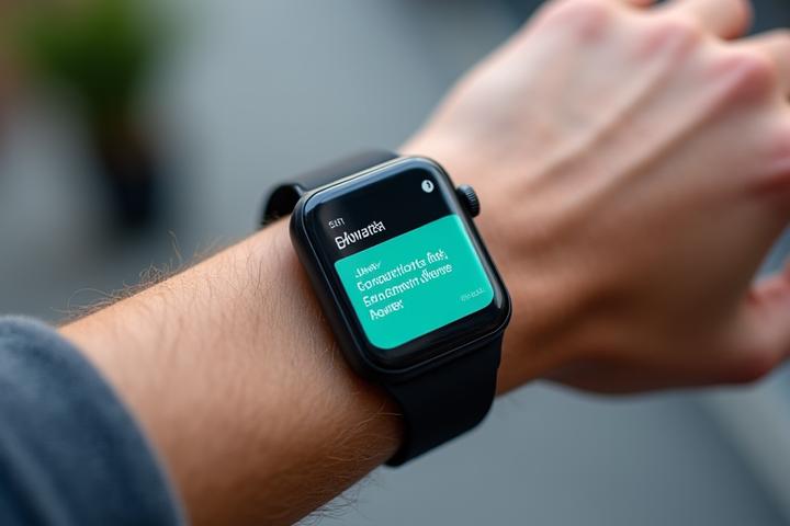 Smartwatch mit Benachrichtigungen, die eine mobile App zeigt